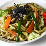 ベジタリアン焼きうどん「ソース味」(野菜・オリーブオイル)（鉄板焼 関西風お好み焼き 甚六）