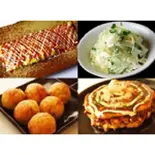 セットメニュー (たこ焼き、オムそば、ミックス玉、ホタテと大根のサラダ)（鉄板焼 関西風お好み焼き 甚六）