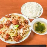 肉野菜炒め定食 味噌味 Meat ＆ Vegetable Stir-Fry Set Meal (Miso Flavor)（肉野菜炒めベジ郎 なんば店）