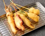 串カツ6種盛り(エビ、牛、イカ、うずら、野菜2種)(串カツ酒場 なにわ娘)