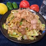 ブタ焼うどん Fried Udon Noodles with Pork(おこのみやきBanBanハウス)