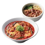 ユッケジャンラーメンとミニカルビ丼セット（焼きたてのかるび千葉弁天店）