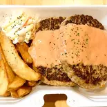 オーロラダブルハンバーグ320g！！！ 選べるポテト・ライスセット（【大盛ご飯300g無料】肉汁ハンバーグ）