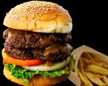 神戸牛ダブルバーガー(セット)（【神戸牛 麓の宮ステーキ＆バーガー】千日前店）