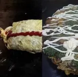 豚玉+豚チーズオムソバ（お好み焼きフジ）