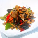 ラムのタン、ハツ、モツ辛味炒め（串門‐創作中国料理）