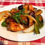 ナスチキン炒め Eggplant & Chicken Stir-Fry(インド料理 スワガット 富士見ヶ丘店)