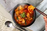 もち旨讃岐！ユッケジャンうどん（世田谷区焼肉いちわ|麺とご飯で楽しむ「ユッケジャン」杉並店）