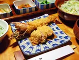 盛り合わせフライ定食(天然特大海老フライとひれかつ)（とんかつかつ吉水道橋店）
