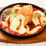 トマトソース煮込みハンバーグ＆ヒレかつ(2枚)（アツアツ！鉄板ハンバーグ 栄店）