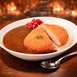 みんな大好きプレーンカレー(分厚いハムカツ)（いっさランチカレー）