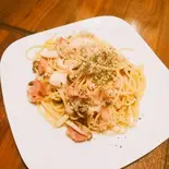 きのことベーコンのスパゲティ(オイルベース)（ポルト・ディ・マーレ）