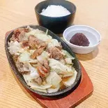 【王道】ハラミ鉄板焼肉定食(塩だれ)【辛みそ】（鉄板焼肉 スタミナ亭 清水店）