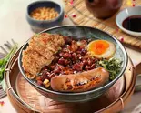 特製ルーローハン 全部乗せ(台湾ソーセージ+チキンカツ)(台湾風角煮丼) Braised Rice with Pork and Soy Sauce（ルーローハン 専門店 lur rou fan Pork Rice 豚肉庵 butaniku an）