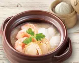 3種海鮮のおかゆ＆肉まんセット（店内炊き上げ おかゆ専門店 粥餐庁(かゆさんちん) コクーンシティ店）