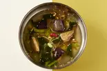 揚げ茄子とたっぷり野菜のスープ Eggplant & Vegetable Soup(玄米ビビンバ 韓美菜(ハンヤチェ) 住吉店)
