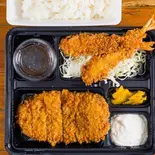ソースとんかつ海老フライ弁当 Pork Cutlet ＆ Fried Shrimp Bento Box（豚屋食堂福大前店）