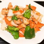 鳥肉の黒コショウ炒め Chicken and Black Pepper Stir-Fry（元町中華麻辣湯 難波火鍋）