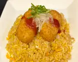 カニクリームコロッケガーリックライス(いざかや 七人の盗賊)