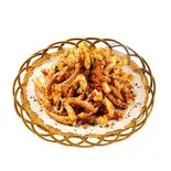 イカの胡椒味炒め(椒盐鱿鱼头)（四季香上野店）