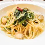 帆立小柱と青菜のガーリックソース スパゲッティ(トラットリア シェ ラパン)