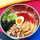 角切チャーシューの韓国風まぜそば【深夜】(韓国風まぜそば モチモチ全卵麺 하나(ハナ) 駒込店)