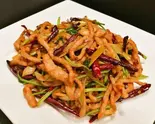 パクチーと細切り豚肉の唐辛子炒め（四川料理 笹華）