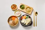 みそ豚キムチチーズ純豆富定食とハーフビビンバ(ダイダイ渋谷ストリーム店)
