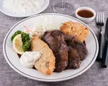 Eセット(牛ハラミ、白身フライ、ヒレかつ)（洋食 古河）