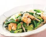 ほうれん草＆エビ炒め Spinach ＆ Shrimp Stir-Fry（インドネパール料理 アジアンダイニング ロータス）