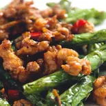 ひき肉とインゲン豆の炒め/Stir fried vegetables(中華料理 龍門)