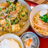 ゴーヤーチャンプルー 半そばセット（そば家 鶴小 壺川店）