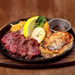 荒挽きハンバーグ＆ハンキングテンダー(サガリ)（ステーキハンバーグひげ南6条店）