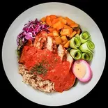 インディアン ～スパイシーな食べごたえ～ 477kcal タンパク質:42g 脂質:11g 糖質:47g（プロテインラボ 大阪 PROTEINLAB. OSAKA）