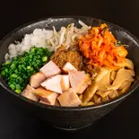 キムチ魚介豚骨油そば Seafood and Pork Bone Abura Soba with Kimchi（魚介豚骨まぜそば 漁夫の利 扇店）