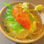 燻製明太子の出汁茶漬けSmoked spicy pollack roe boiled rice in soup（魚と燻製の店 さんばんや）