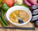 犬鳴山豚と手作り白味噌の豚汁 White Miso Soup with Inunaruyama Pork(八百屋&Cafe はっぴ〜べじたぶる)