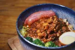 特製ルーローハン+台湾ソーセージ Braised Rice with Pork and Soy Sauce+taiwan sausage（ルーローハン 専門店 lur rou fan Pork Rice 豚肉庵 butaniku an）