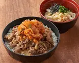 キムチ牛丼とミニうどん(冷) Beef & Kimchi Rice Bowl & Mini Udon (Cold)(丼とミニうどん 狸)