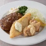 Bセット(白身フライ、ハンバーグ、唐揚げ)（洋食屋 やまの）