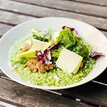 鶏とほうれん草のグリーンリゾット（ロマンレコーズカフェ）