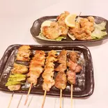 やきとり五種盛＆鳥唐揚げ（やきとり酒場 鳥笑）