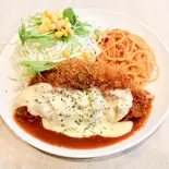 チーズデミとんかつ定食（洋食 夢たまご）