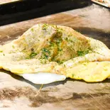 「もち入りぺちゃ焼(お好み焼風)」（大玉たこ焼 あほや 帝塚山 [Big Ball “TAKOYAKI” AHOYA TEZUKAYAMA]）