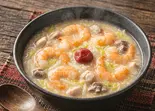 316kcal 大きな海老を楽しむお粥(海老6尾・鶏肉・白菜入り) トッピング梅干付（風邪・胃腸炎の回復に お粥小屋 健康お粥専門店）