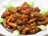 ラムアキレス腱とネギ炒め sauteed lamb heel tandon with scallion 葱烧羊蹄筋（清真小厨 日暮里店）