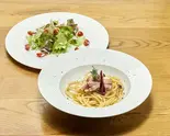 【当店人気No.3!】パンチェッタとキノコのペペロンチーノ生パスタ+サラダ付(SHELTY CAFE シェルティーカフェ)