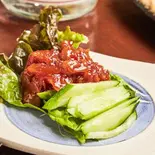 チャンジャ Salted Pacific Cod Entrails in Spicy Sauce（炭火ホルモン焼肉 金丸）