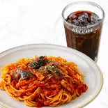 【ドリンク付き ランチセット】厚切りベーコンと茄子のアラビアータ Arrabbiata with Thick-cut Bacon and Eggplant（MAXCAFE 博多中洲店）