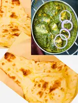 ほうれん草チキン の 大盛りカレー(バターナン二枚付)(インド・ネパール料理 ニューマハラジャ三鷹店)